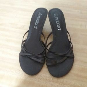 Ladies nadara high heel slip on shoes brown 7.5